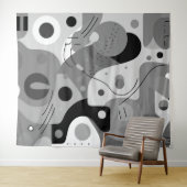 Grau-weiß schwarz, skurrile Formen, modernes Desig Wandteppich (Beispiel (Horizontal))
