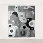 Grau-weiß schwarz, skurrile Formen, modernes Desig Wandteppich (Vorderseite)