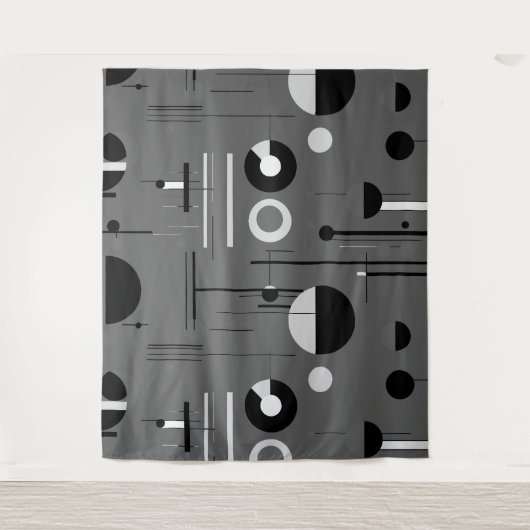 Grau-weiß schwarz, skurrile Formen, modernes Desig Wandteppich (Vorderseite)