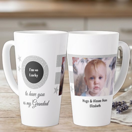 Grau weiß, so viel Glück Grandad mit Foto Milchtasse