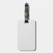 GRAU WEISS STRIPE GLITZER CUSTOM LUGGAGE TAG GEPÄCKANHÄNGER (Rückseite vertikal)