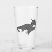 Grau & Weiß Tuxedo Katzenwackelpapier Glas (Vorderseite)