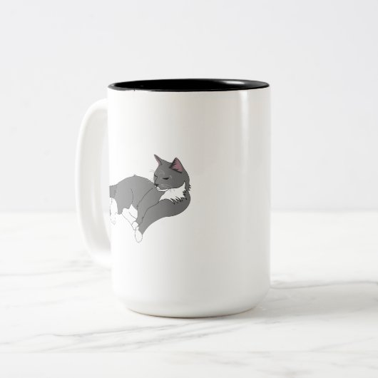 Grau & Weiß Tuxedo Katzenwackelpapier Zweifarbige Tasse (Vorderseite Links)