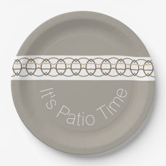 Grau Weiß und Beige Pappteller (Vorderseite)