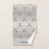 Grau-weiß und goldenes geometrisches Mesh Badhandtuch Set (Handtuch)