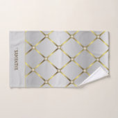 Grau-weiß und goldenes geometrisches Mesh Badhandtuch Set (Handtuch)