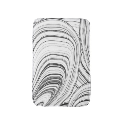 Grau, Weiß und Schwarz Moderne Abstrakte Muscheln Badematte (Vorderseite Vertikal)