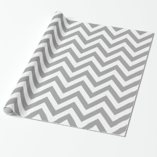 Grau Weiß XL Chevron Zick-Zack-Muster Geschenkpapier