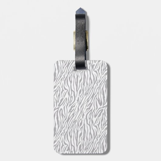 Grau-Weiß-Zebra-Druckmongramm Gepäckanhänger (Rückseite vertikal)