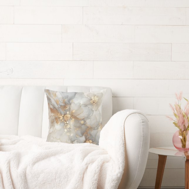 Grau-weiße Alkoholfarbe Kissen (Liege)