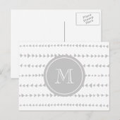 Grau-weiße Aztec-Pfeile Monogramm Postkarte (Vorne/Hinten)