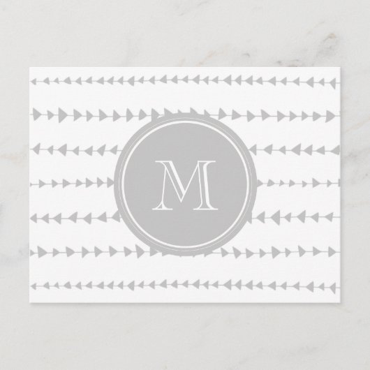 Grau-weiße Aztec-Pfeile Monogramm Postkarte (Vorderseite)