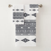 Grau-weiße Aztekistenstreifen Badhandtuch Set (Insitu)