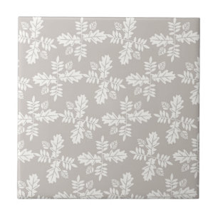 Grau Weiße Blätter Vintage-Linien-Blattmuster  Fliese