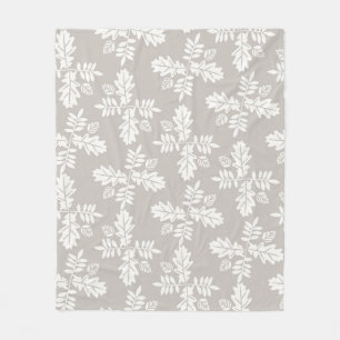 Grau-weiße Blätter Vintage-Linienblattmuster  Fleecedecke