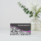 Grau-weiße Damasken mit rosa Akzenten Visitenkarte (Stehend Vorderseite)