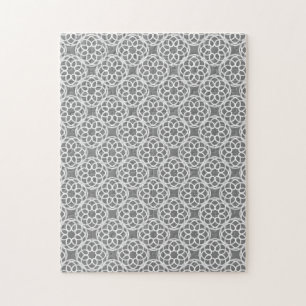 Grau Weiße Geometrische Nahtlose Muster Puzzle