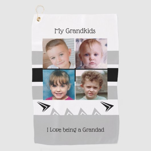 Grau-weiße Grandad-Fotos Golfhandtuch (Vorderseite)