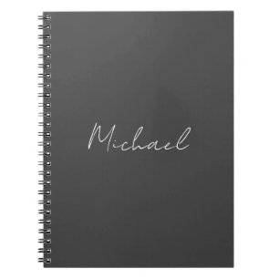 Grau Weiße Handschriftliche Minimalistische Ihr Na Notizblock