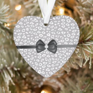 Grau Weiße Leopard Ribbon Schleife Diamant Ornament