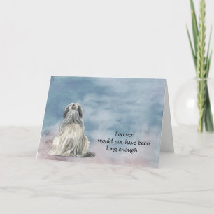 Grau-weiße Lhasa-Apso-Hund-Trauerkarte Feiertagskarte