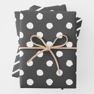 Grau & Weiße Lustige Mehrfachmuster Geschenkpapier Set