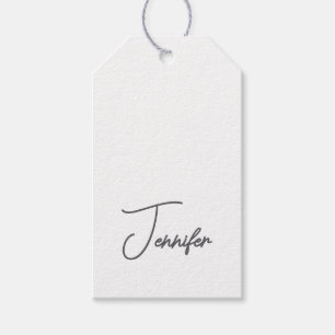 Grau Weiße Moderne Minimalistische Handschrift Nam Geschenkanhänger
