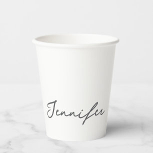 Grau Weiße Moderne Minimalistische Handschrift Nam Pappbecher