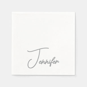 Grau Weiße Moderne Minimalistische Handschrift Nam Serviette
