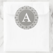 Grau-weiße Monogram-Aufkleber Runder Aufkleber (Tasche)