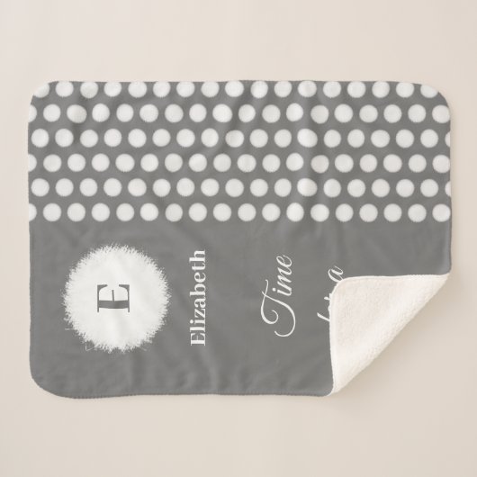 Grau-weiße Monogramm-Zeit für ein Nickerchen Sherpadecke (Vorderseite (Horizontal))