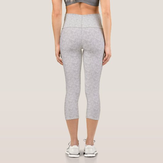 Grau-weiße Spitzen Capri Leggings (Rückseite)