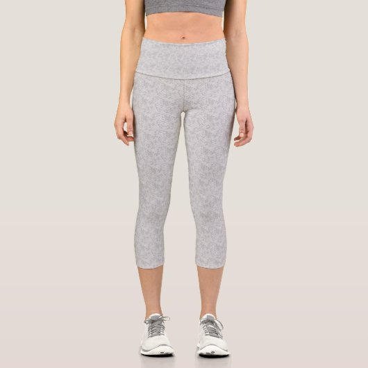 Grau-weiße Spitzen Capri Leggings (Vorderseite)