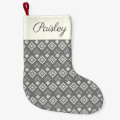 Grau-weiße und weiße Sternschwitzmuster Kleiner Weihnachtsstrumpf (Vorderseite)