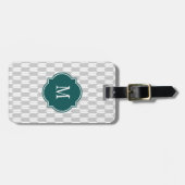 Grau-weiße Yagasuri-Monogramm-Gepäckmarke Gepäckanhänger (Vorderseite horizontal)
