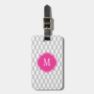 Grau-weiße Yagasuri-Monogramm-Gepäckmarke Gepäckanhänger