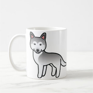 Grau-weißer Cartoon-Siberian-Husky-Hund Kaffeetasse
