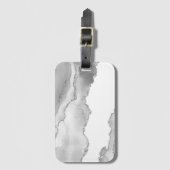 Grau-weißer Marmor Agate Simple Silver Sparkle Gepäckanhänger (Vorderseite Vertikal)