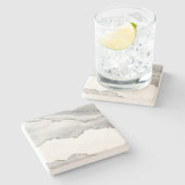 Grau-weißer Marmor Agate Simple Silver Sparkle Steinuntersetzer (Seitenansicht)