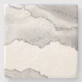 Grau-weißer Marmor Agate Simple Silver Sparkle Steinuntersetzer (Vorderseite)