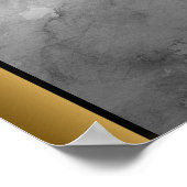 Grau-weißer Marmorstein / Schwarz-Gold-Grenze Kuns Poster (Ecke)