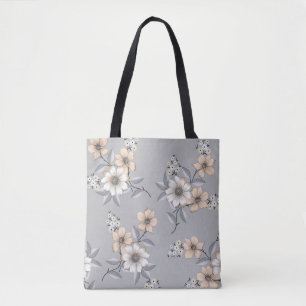 grau-weißes Blumenmuster auf grauem Hintergrundde Tasche