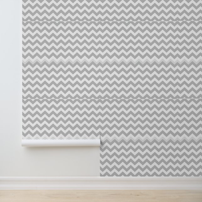 Grau-weißes Chevron-Muster Tapete (Anwendung)