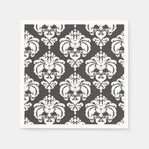 Grau-weißes Damast-Chic-Muster Elegante Party Serviette