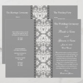Grau-weißes Damast-Hochzeitsprogramm (Vorne/Hinten)