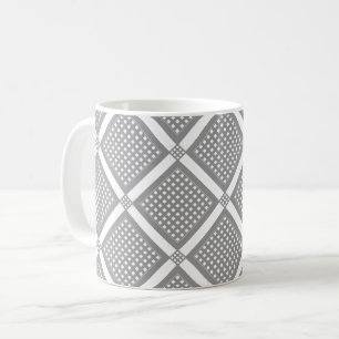Grau-weißes geometrisches kariertes Muster Kaffeetasse
