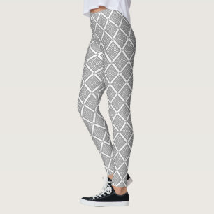 Grau-weißes geometrisches kariertes Muster Leggings
