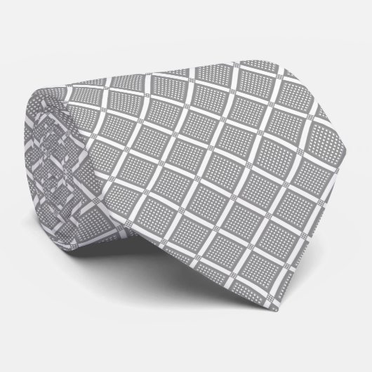 Grau-weißes geometrisches Karomuster Krawatte (Gerollt)