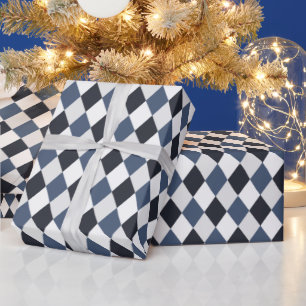Grau-weißes Harlekin-Diamantmuster Geschenkpapier