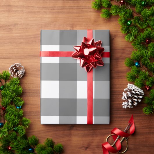 Grau-weißes Quadratmuster-Geschenkpapier Geschenkpapier (Feiertagsgeschenk)